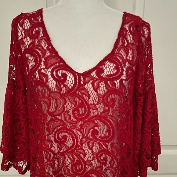 Chenault Red Lace Top - Picture 1 of 10